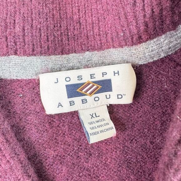 Joseph Abboud Sweater Mens Extra Large Burgundy Wool Blend Shawl Neck Pullover - Picture 6 of 6